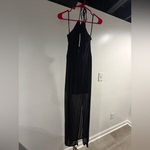 Black Sheer Maxi Dress with Halter Neck